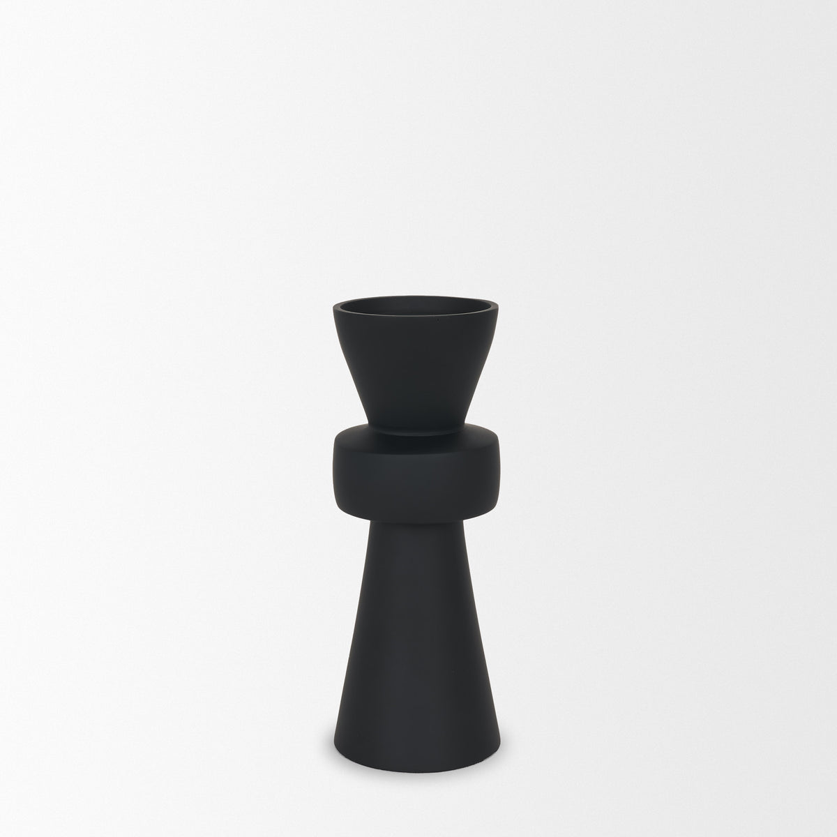 Odilia Matte Black Small Smooth Metal Geometric Pillar Candle Holder