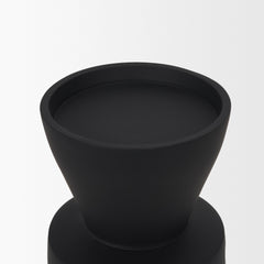 Odilia Matte Black Small Smooth Metal Geometric Pillar Candle Holder - Ornate Home