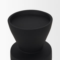 Odilia Matte Black Small Smooth Metal Geometric Pillar Candle Holder - Ornate Home