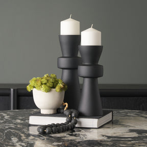 Odilia Matte Black Small Smooth Metal Geometric Pillar Candle Holder