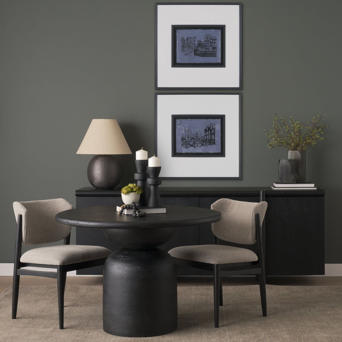 Odilia Matte Black Small Smooth Metal Geometric Pillar Candle Holder