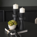 Odilia Matte Black Small Smooth Metal Geometric Pillar Candle Holder