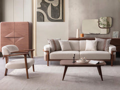 Odin Cream 4-pieces (4 Seater Sofa & 3 Seater Sofa & 2 Chair) Living Room Set - Ornate Home