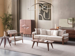 Odin Cream 4-pieces (4 Seater Sofa & 3 Seater Sofa & 2 Chair) Living Room Set - Ornate Home
