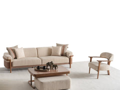 Odin Cream 4-pieces (4 Seater Sofa & 3 Seater Sofa & 2 Chair) Living Room Set - Ornate Home