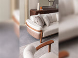 Odin Cream/Walnut Convertible 4 Seater Sofa - Ornate Home