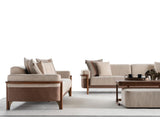 Odin Cream/Walnut Convertible 4 Seater Sofa - Ornate Home