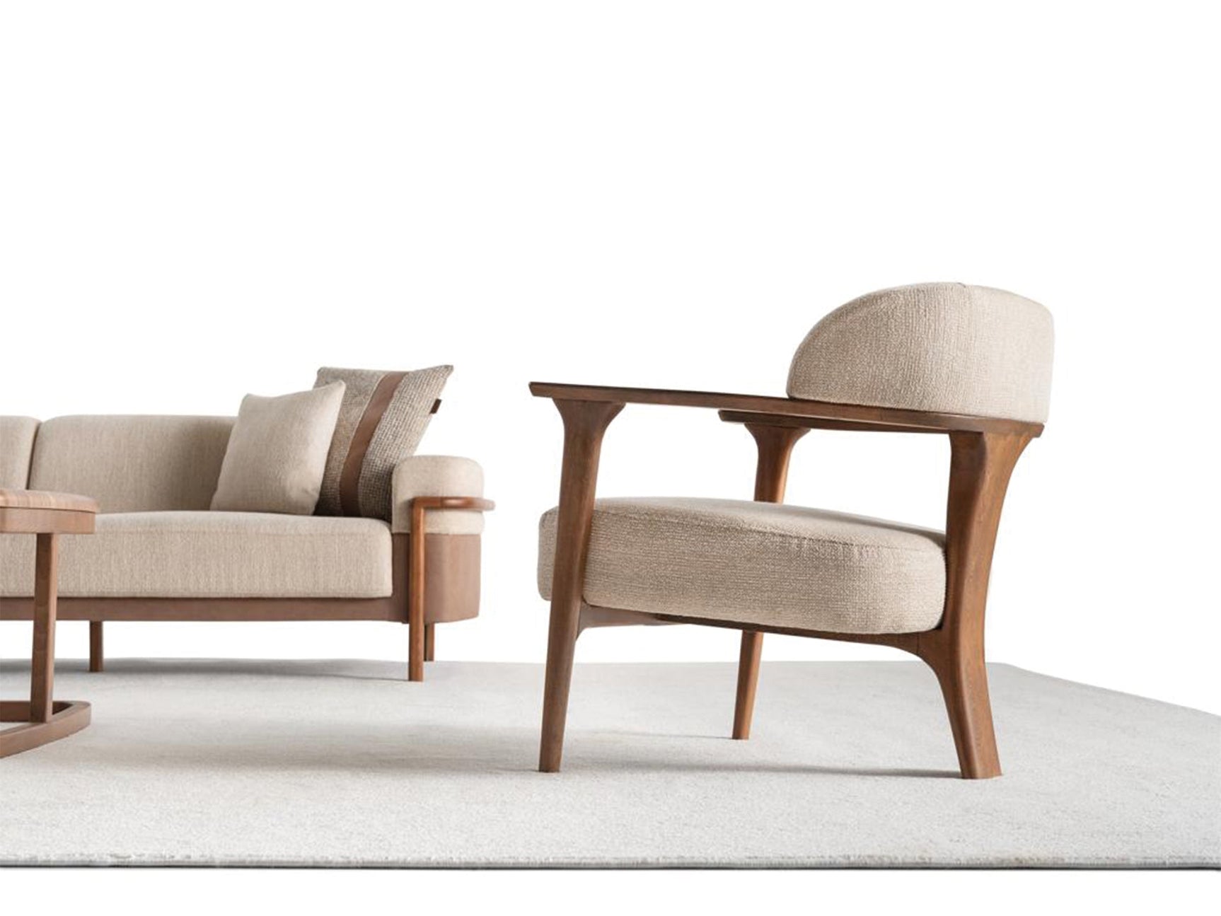 Odin Cream 4-pieces (4 Seater Sofa & 3 Seater Sofa & 2 Chair) Living Room Set