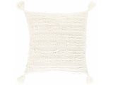 Odon Textured Ivory Tassel Square Pillow - Ornate Home