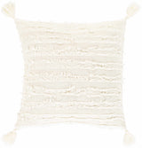 Odon Textured Ivory Tassel Square Pillow - Ornate Home