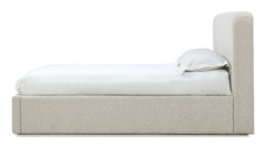 Off-White Upholstered California King Platform Bed in Ricotta Boucle - Ornate Home