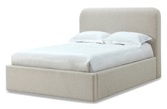Off-White Upholstered Full Platform Bed in Ricotta Boucle - Ornate Home