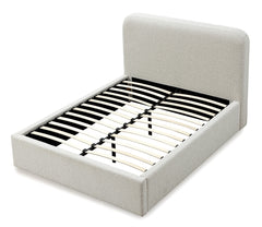 Off-White Upholstered Full Platform Bed in Ricotta Boucle - Ornate Home