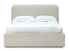 Off-White Upholstered Queen Platform Bed in Ricotta Boucle - Ornate Home