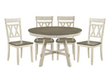 Ogden Greywash/Antique White 5-Piece Dining Table Set - Ornate Home