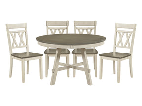 Ogden Greywash/Antique White 5-Piece Dining Table Set - Ornate Home