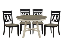 Ogden Greywash/Antique White/Antique Black 5-Piece Dining Table Set - Ornate Home