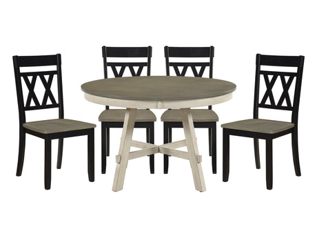 Ogden Greywash/Antique White/Antique Black 5-Piece Dining Table Set - Ornate Home