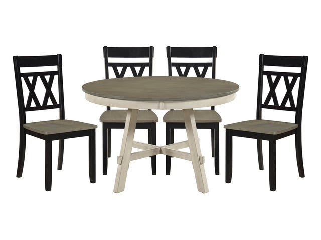 Ogden Greywash/Antique White/Antique Black 5-Piece Dining Table Set - Ornate Home