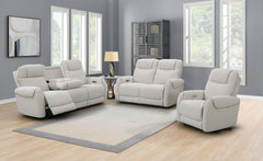 Ogden White Fabric Dual Power Reclining Chair - Ornate Home