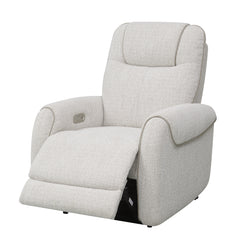 Ogden White Fabric Dual Power Reclining Chair - Ornate Home