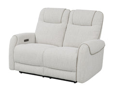 Ogden White Fabric Dual Power Reclining Loveseat - Ornate Home