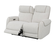 Ogden White Fabric Dual Power Reclining Loveseat - Ornate Home