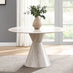 Ogin Dark Beige/Natural Round Dining Table - Ornate Home