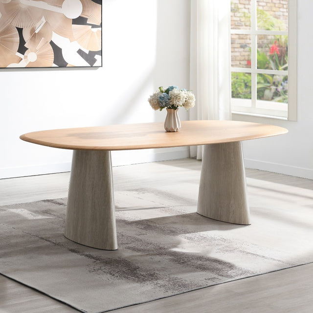 Ogin Gray Travertine Dining Table - Ornate Home