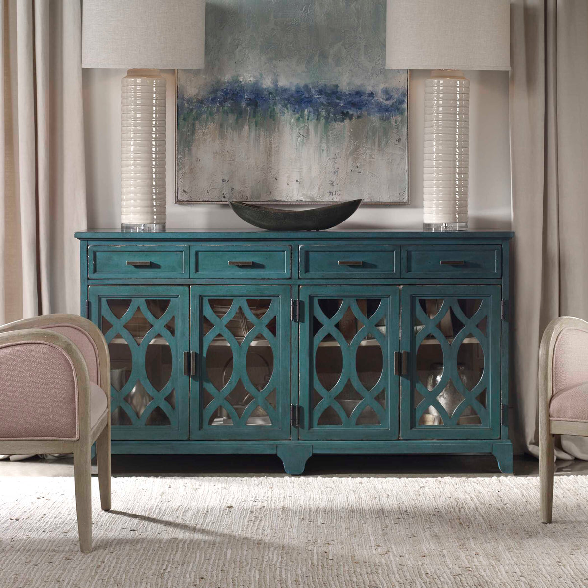 Oksana Green Wooden Credenza - Ornate Home