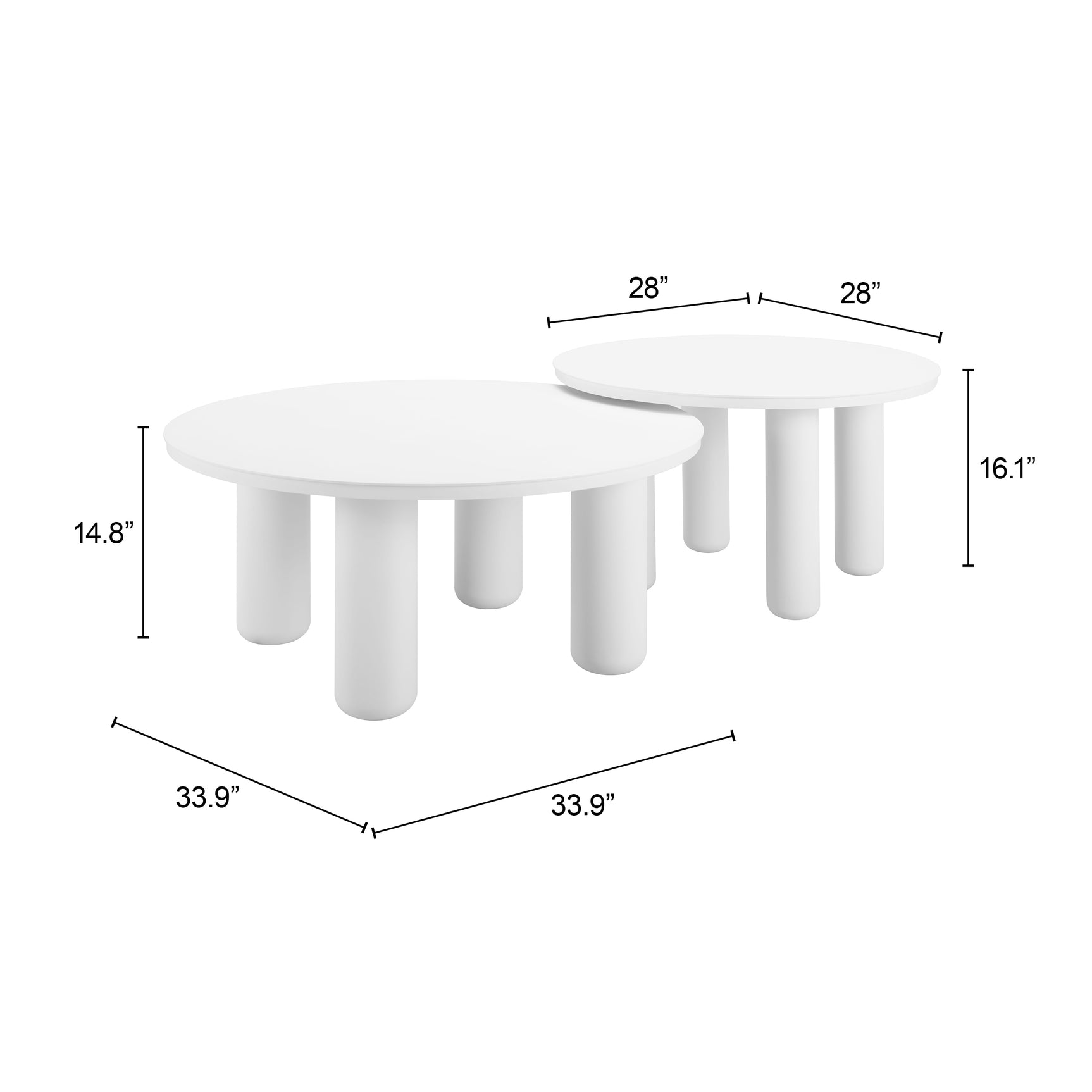 Ola White Coffee Table Set (2-Piece) - Ornate Home