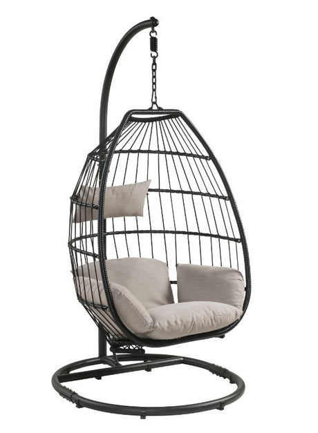 Oldi Beige & Black Patio Swing Chair w/ Stand - Ornate Home