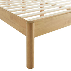 Olea Feather Oak Channel Tufted Boucle Solid Wood King Platform Bed - Ornate Home