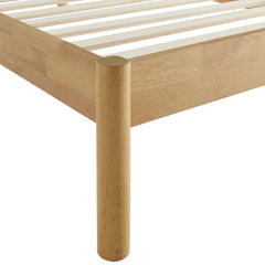 Olea Feather Oak Channel Tufted Boucle Solid Wood Twin Platform Bed - Ornate Home