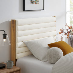 Olea Feather Oak Channel Tufted Boucle Solid Wood Twin Platform Bed - Ornate Home