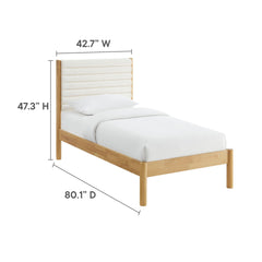 Olea Feather Oak Channel Tufted Boucle Solid Wood Twin Platform Bed - Ornate Home