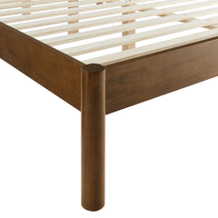 Olea Feather Walnut Channel Tufted Boucle Solid Wood King Platform Bed - Ornate Home