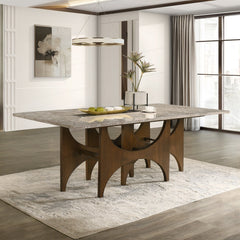 Oleia Engineered Natural Marble Top/Walnut Dining Table - Ornate Home