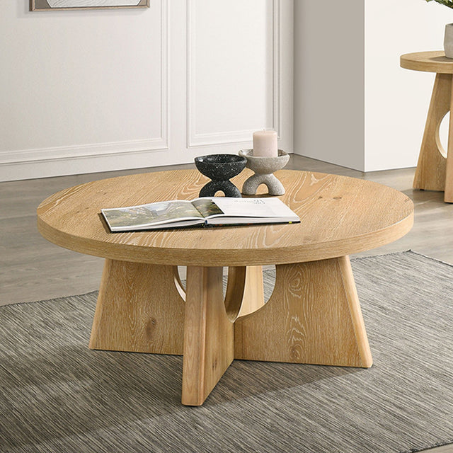 Olgod Oak Round Coffee Table - Ornate Home