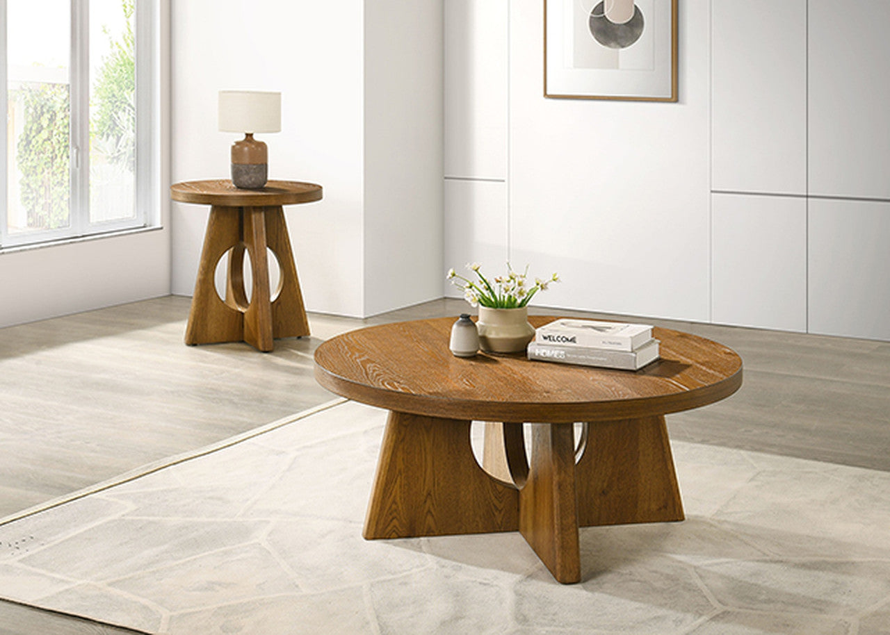 Olgod Walnut Round Coffee Table - Ornate Home