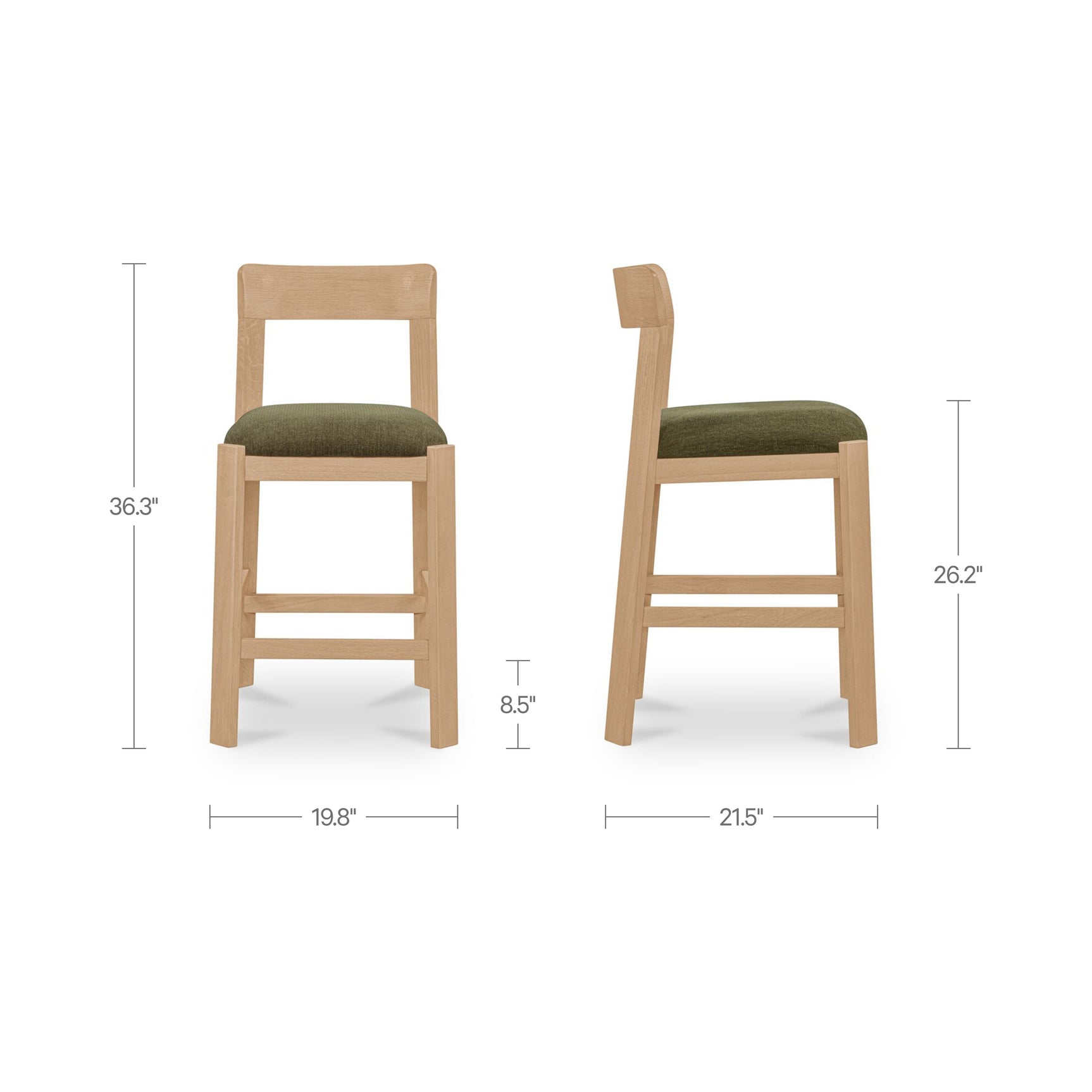 Oli Dark Green/Natural Counter Stool - Ornate Home