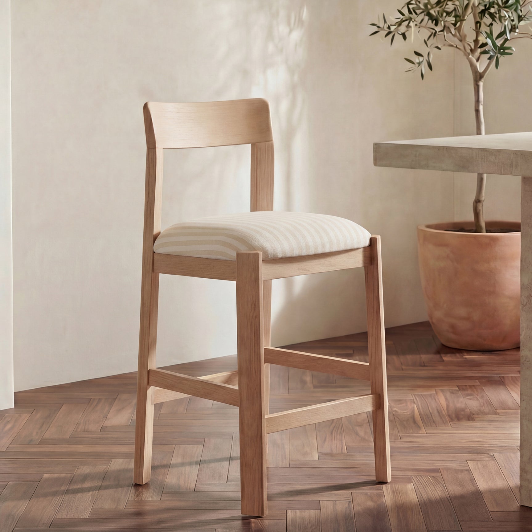 Oli Stripe/Natural Counter Stool - Ornate Home