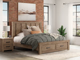 Oliandon Light Brown King Panel Storage Bed (Online Special Price) - Ornate Home