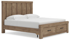 Oliandon Light Brown King Panel Storage Bed - Ornate Home
