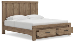 Oliandon Light Brown King Panel Storage Bed - Ornate Home