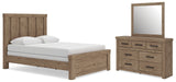 Oliandon Light Brown Queen Panel Bed, Dresser and Mirror - Ornate Home