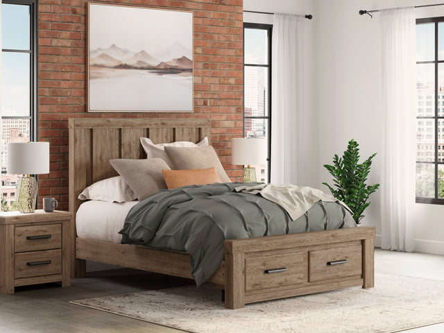Oliandon Light Brown Queen Panel Storage Bed - Ornate Home
