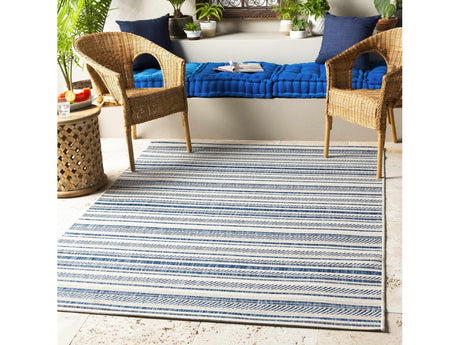 Olin White&Blue Performance Rug - Ornate Home