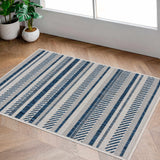 Olin White&Blue Performance Rug - Ornate Home