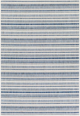 Olin White&Blue Striped Nordic Outdoor Rug - Ornate Home